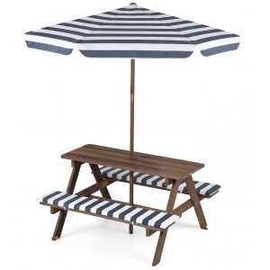 Lauko stalas vaikams su reguliuojamo aukščio ir nuimamu skėčiu nuo saulės